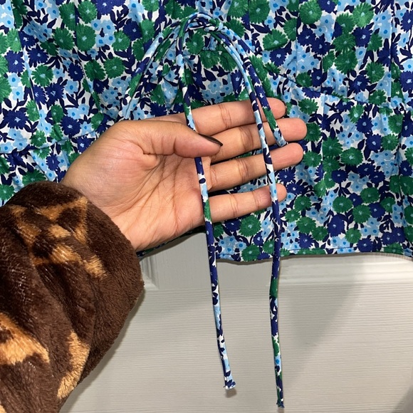 ZARA NWT Ditsy Dainty Floral Puff Short Sleeve Crop Top Size Medium $35 - Picture 3 of 12